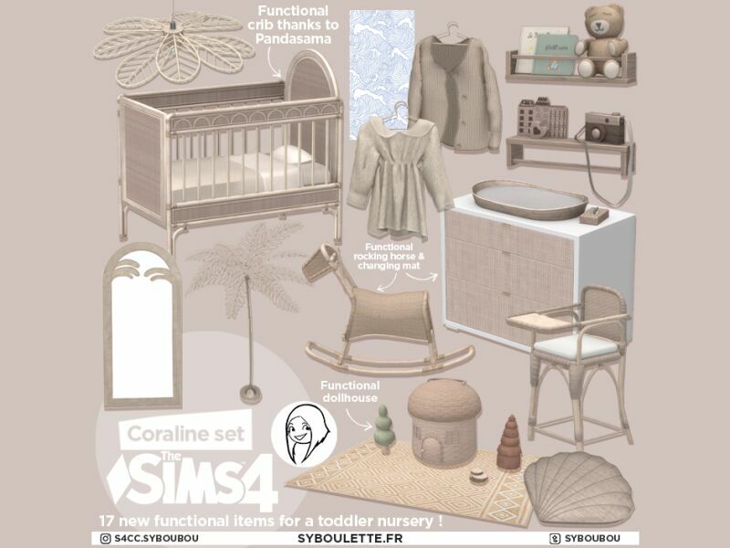 Coraline Nursery SET By Syboulette 1 Coraline Nursery SET By Syboulette Sims 4 CC
