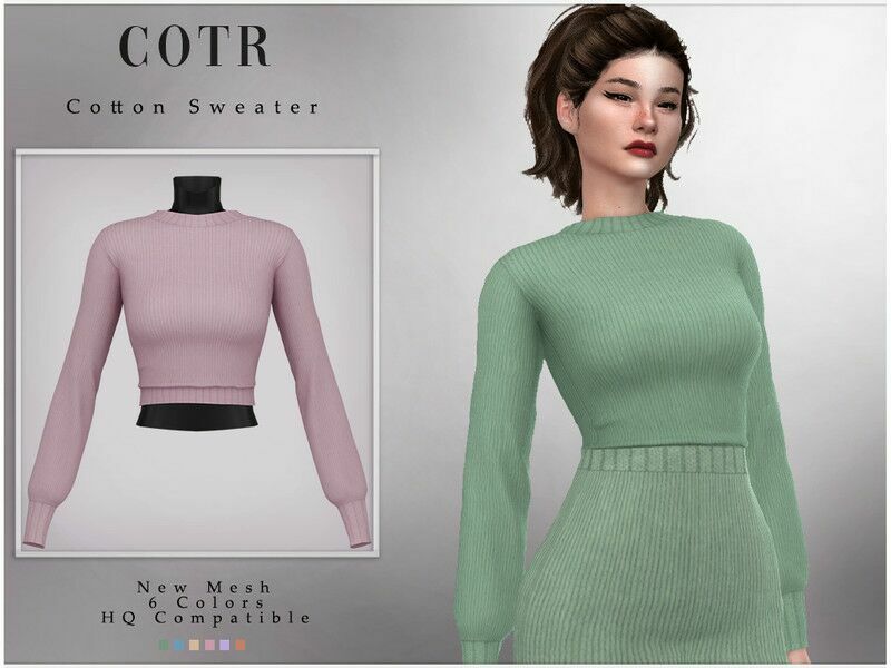Cotton Sweater T-395 By Chordoftherings 1 Cotton Sweater T-395 By Chordoftherings Sims 4 CC