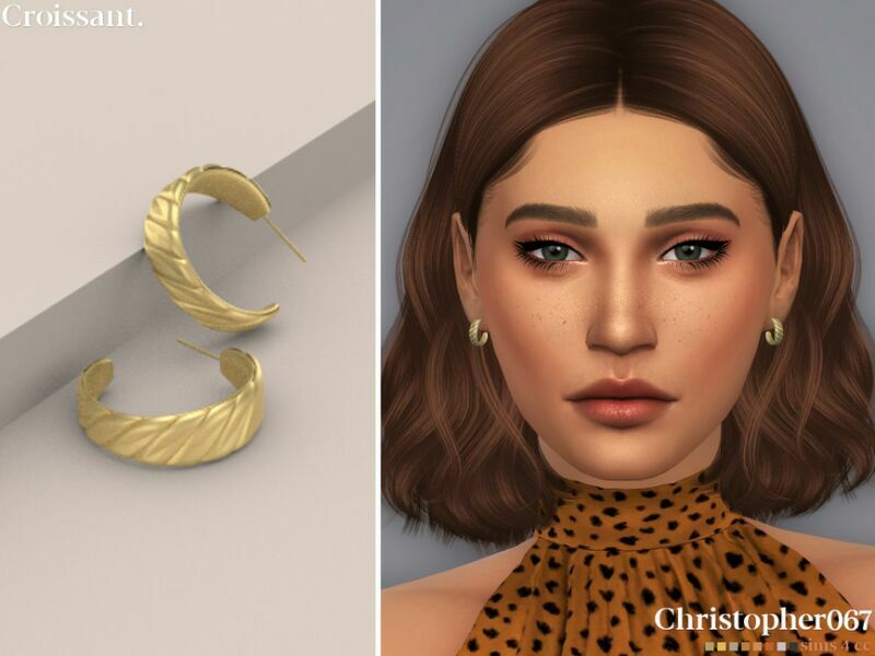 Croissant Earrings By Christopher067 1 Croissant Earrings By Christopher067 Sims 4 CC