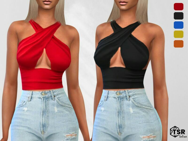 Crossed Crop Tops By Saliwa 1 Crossed Crop Tops By Saliwa Sims 4 CC