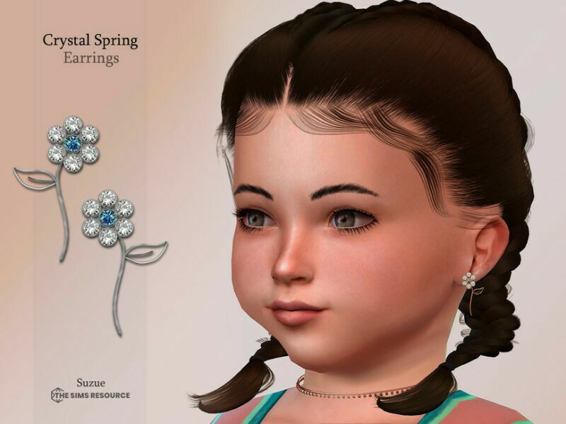 Crystal Spring Earrings Toddler By Suzue 1 Crystal Spring Earrings Toddler By Suzue Sims 4 CC