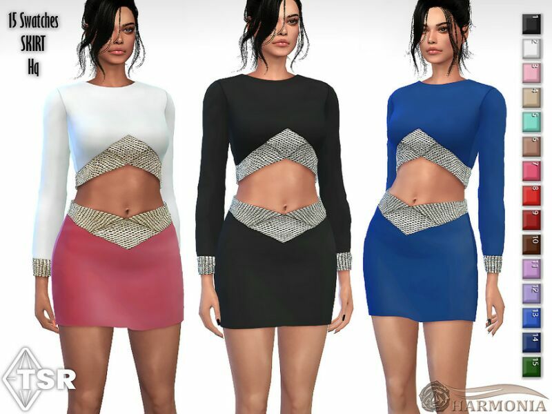 Crystal V-Shaped Mini Skirt By Harmonia 1 Crystal V-Shaped Mini Skirt By Harmonia Sims 4 CC