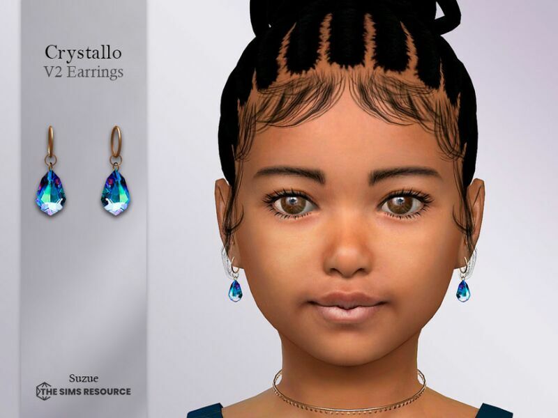 Crystallo V2 Earrings Child By Suzue 1 Crystallo V2 Earrings Child By Suzue Sims 4 CC
