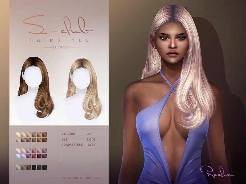 Curly Long Hairstyle (Roslin) By S-Club By S-Club 1 Curly Long Hairstyle (Roslin) By S-Club By S-Club Sims 4 CC