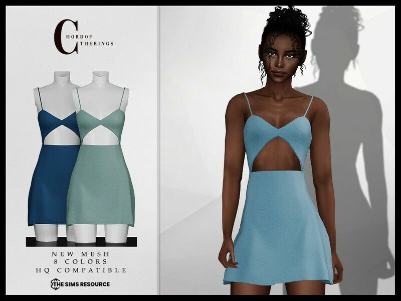CUT OUT Dress D-327 1 CUT OUT Dress D-327 Sims 4 CC
