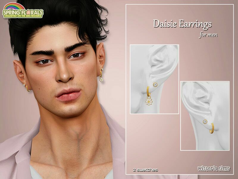 Daisie Earrings For MEN By Wisteriasims 1 Daisie Earrings For MEN By Wisteriasims Sims 4 CC