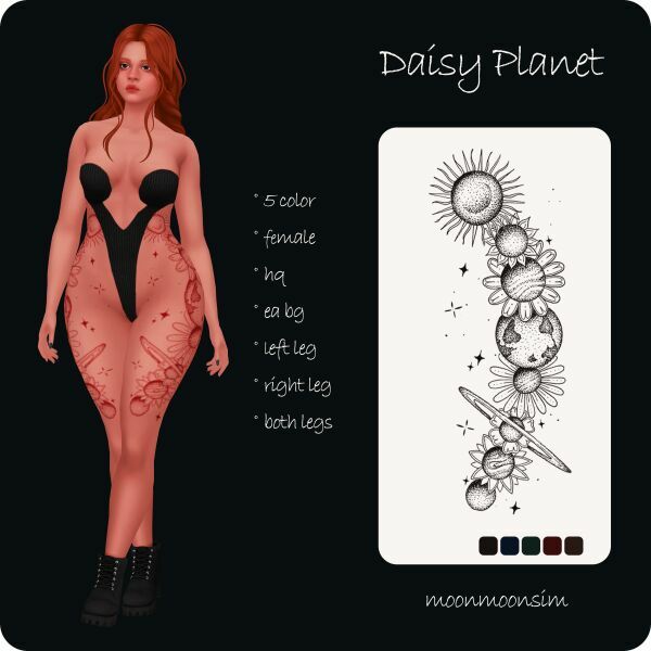 Daisy Planet Tattoo Female By Moonmoonsim 1 Daisy Planet Tattoo Female By Moonmoonsim Sims 4 CC