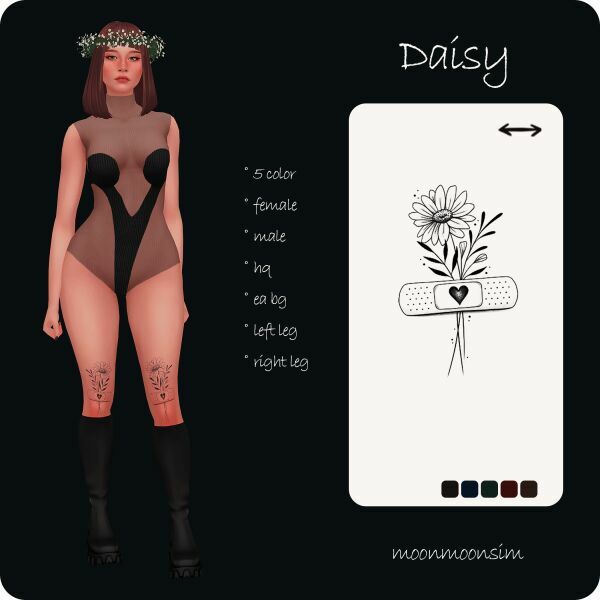 Daisy Tattoo By Moonmoonsim 1 Daisy Tattoo By Moonmoonsim Sims 4 CC