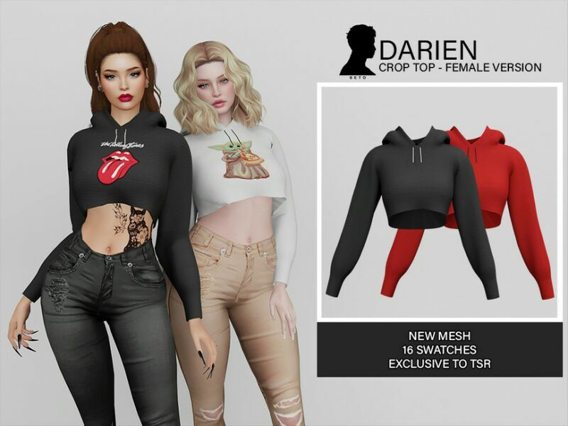Darien (Crop TOP – Female Version) 1 Darien (Crop TOP – Female Version) Sims 4 CC