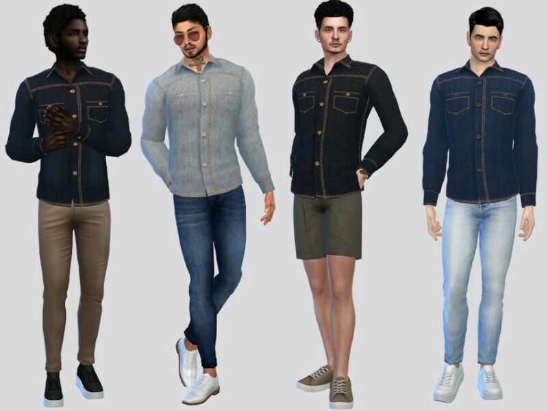 Denim Button Shirts By Mclaynesims 1 Denim Button Shirts By Mclaynesims Sims 4 CC