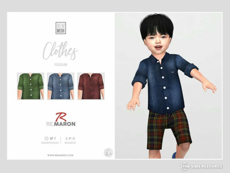 Denim Shirt 01 For Toddler By Remaron 1 Denim Shirt 01 For Toddler By Remaron Sims 4 CC