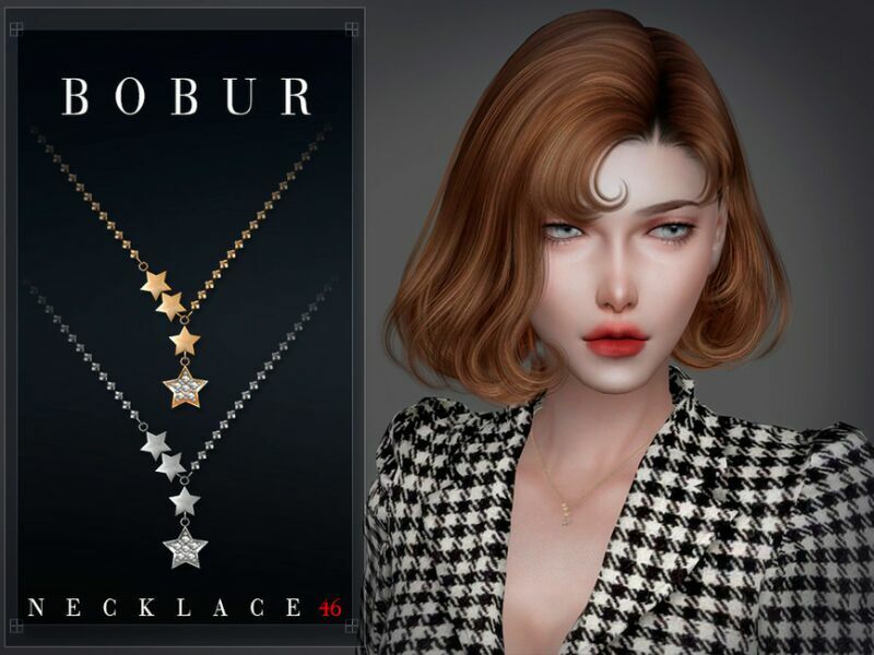 Diamond Pearl Star Necklace By Bobur3 2 sims 4 cc diamond pearl star necklace by bobur3 2