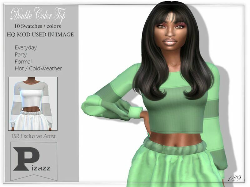 Double Color TOP By Pizazz 1 Double Color TOP By Pizazz Sims 4 CC