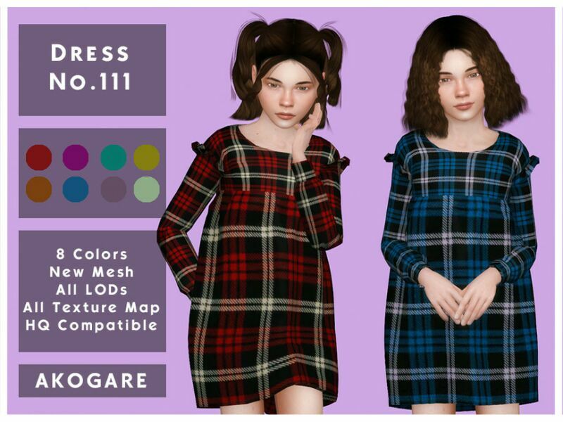 Dress NO.111 By _Akogare_ 1 Dress NO.111 By _Akogare_ Sims 4 CC