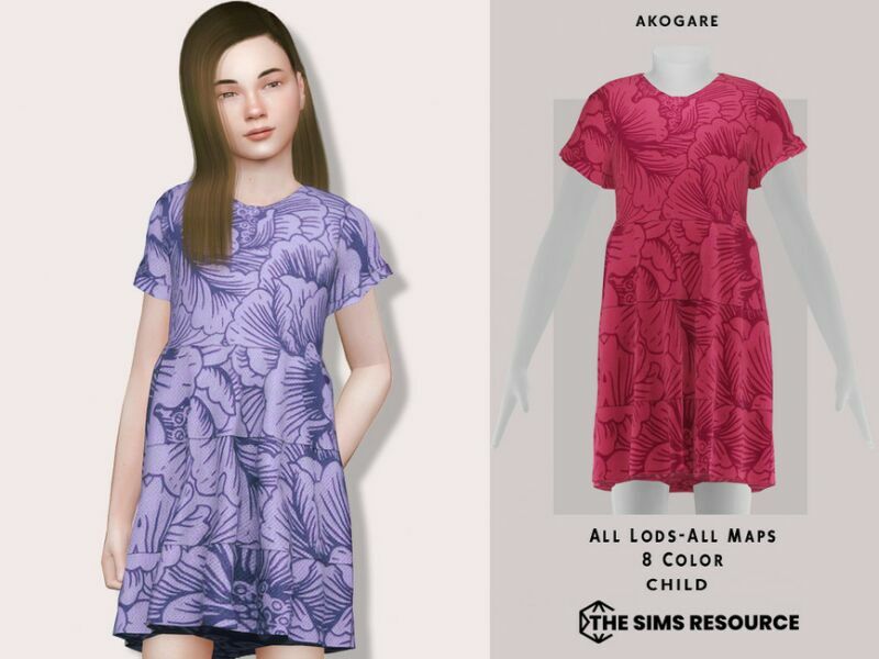 Dress NO.202 By _Akogare_ 1 Dress NO.202 By _Akogare_ Sims 4 CC