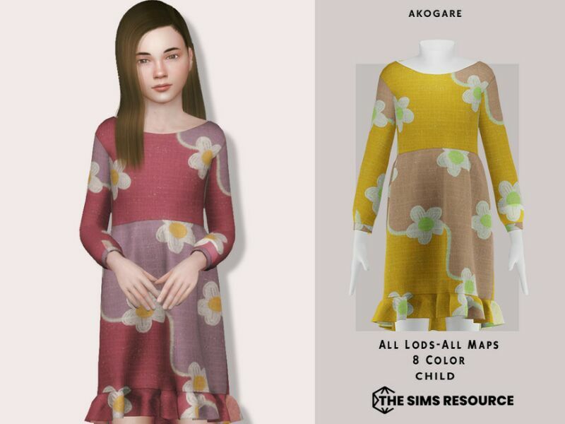 Dress NO.248 By _Akogare_ 1 Dress NO.248 By _Akogare_ Sims 4 CC