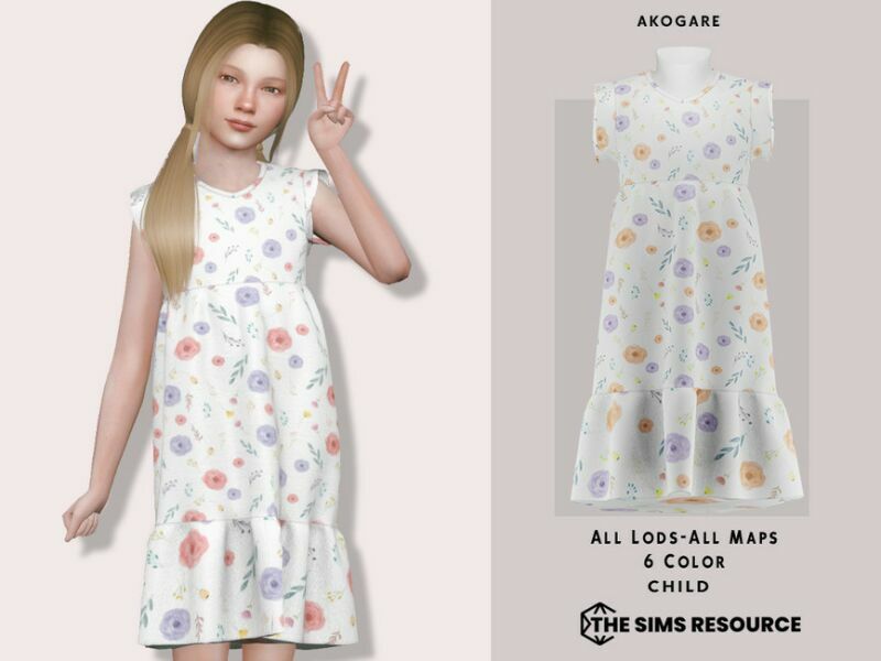 Dress NO.258 By _Akogare_ 1 Dress NO.258 By _Akogare_ Sims 4 CC
