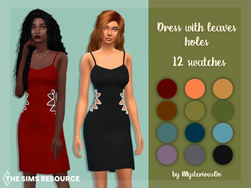 Dress With Leaves Holes By Mysteriousoo 1 Dress With Leaves Holes By Mysteriousoo Sims 4 CC