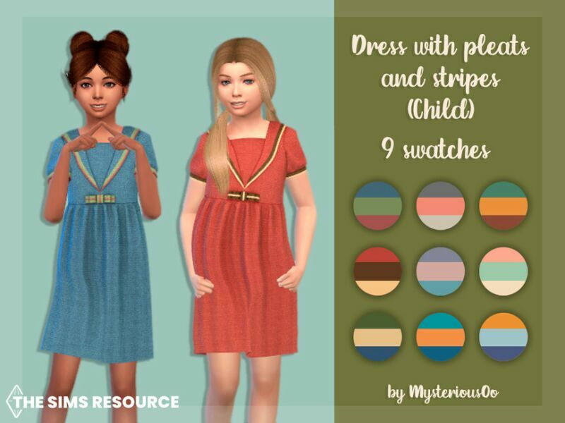 Dress With Pleats And Stripes Child By Mysteriousoo 1 Dress With Pleats And Stripes Child By Mysteriousoo Sims 4 CC