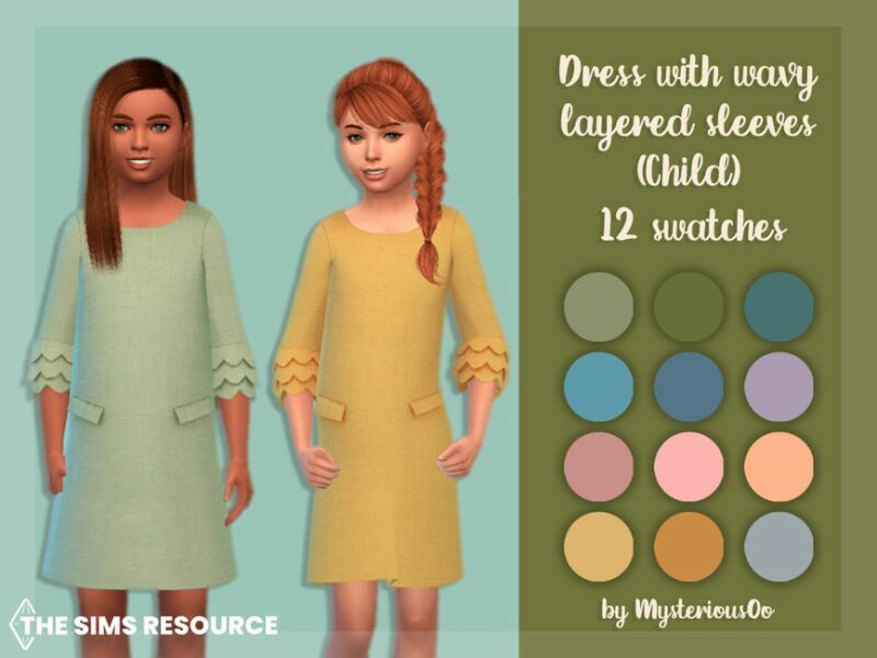 Dress With Wavy Layered Sleeves Child By Mysteriousoo 1 Dress With Wavy Layered Sleeves Child By Mysteriousoo Sims 4 CC