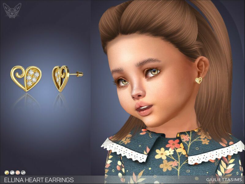 Ellina Heart Earrings For Toddlers By Feyona 1 Ellina Heart Earrings For Toddlers By Feyona Sims 4 CC