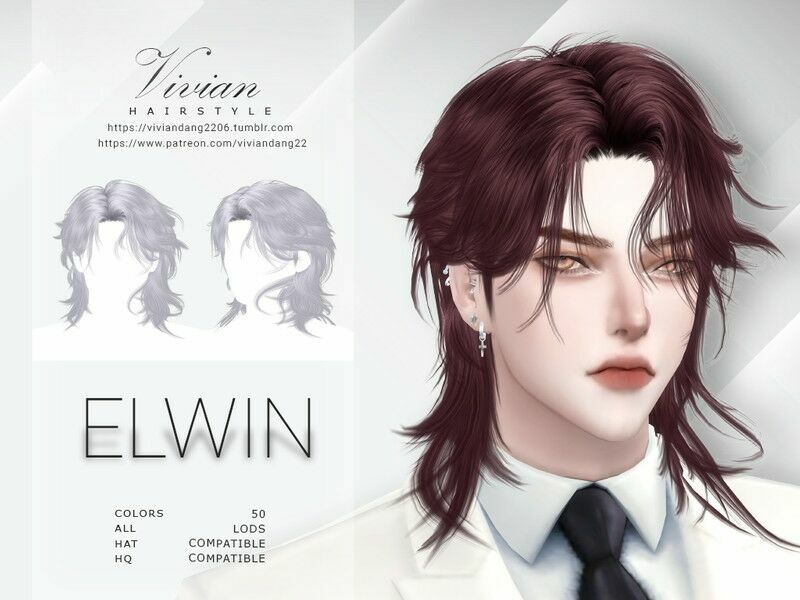 Elwin – Hairstyle By Viviandang 1 Elwin – Hairstyle By Viviandang Sims 4 CC
