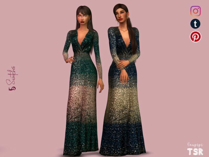 Embellished Dress – MDR25 By Laupipi 1 Embellished Dress – MDR25 By Laupipi Sims 4 CC