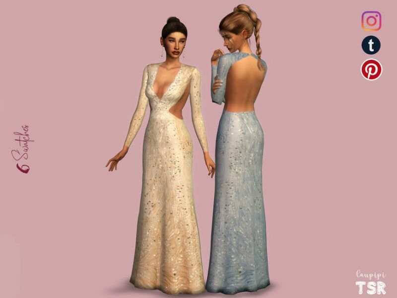 Embellished Dress – MDR26 By Laupipi 1 Embellished Dress – MDR26 By Laupipi Sims 4 CC