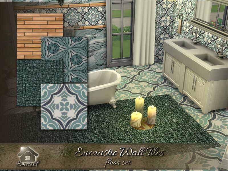 Encaustic Wall Tiles Floors SET By Emerald 1 Encaustic Wall Tiles Floors SET By Emerald Sims 4 CC