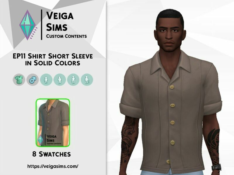 EP11 Shirt Short Sleeve In Solid Colors 1 EP11 Shirt Short Sleeve In Solid Colors Sims 4 CC