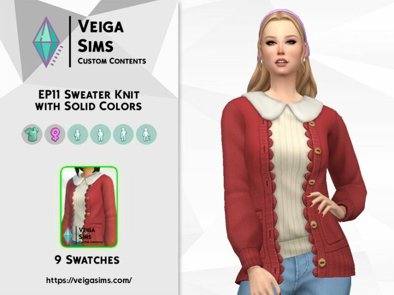 EP11 Sweater Knit With Solid Colors 1 EP11 Sweater Knit With Solid Colors Sims 4 CC