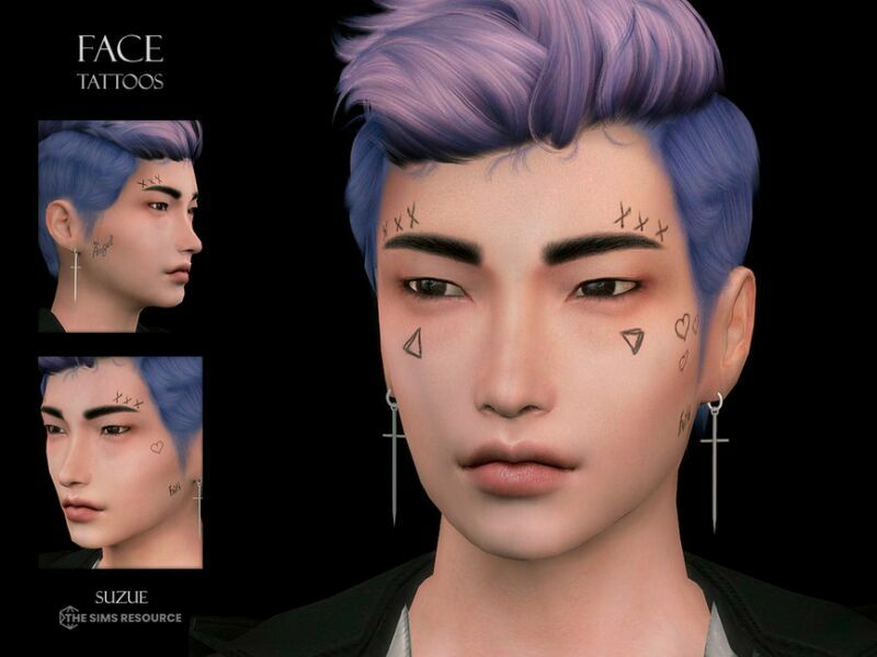 Face Tattoos N20 By Suzue 1 Face Tattoos N20 By Suzue Sims 4 CC