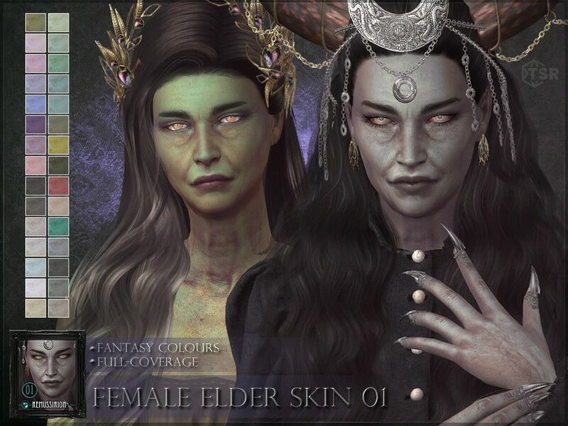 Female Elder Skin 01 – Fantasy Version For / Skintones By Remussirion 1 Female Elder Skin 01 – Fantasy Version For / Skintones By Remussirion Sims 4 CC