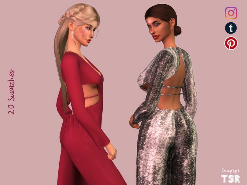 Festive Jumpsuit – JS445 By Laupipi 2 sims 4 cc festive jumpsuit js445 by laupipi 2