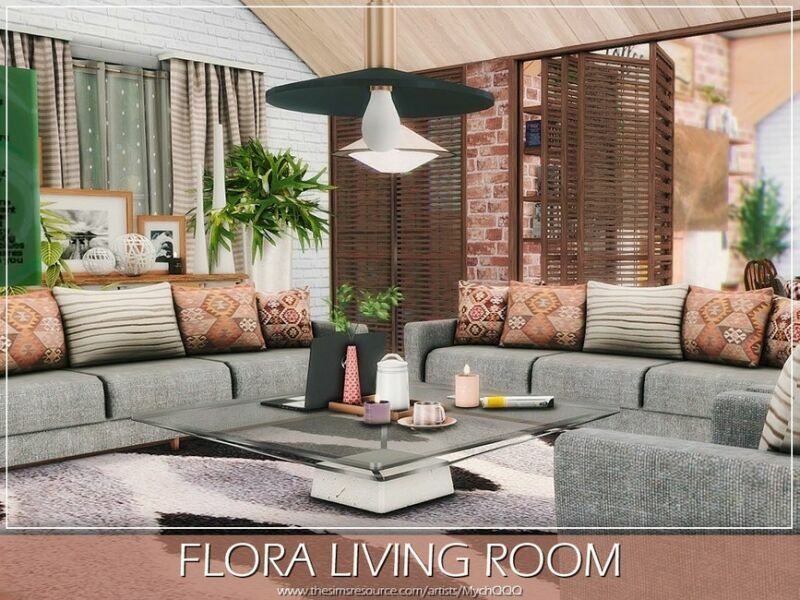 Flora Living Room By Mychqqq 1 Flora Living Room By Mychqqq Sims 4 CC