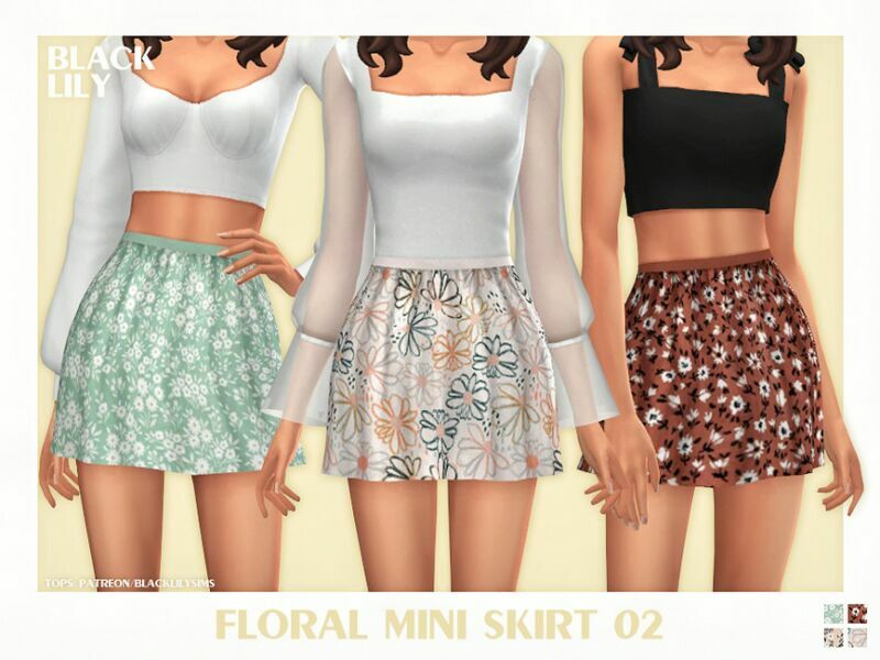 Floral Mini Skirt 02 1 Floral Mini Skirt 02 Sims 4 CC
