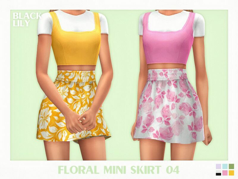 Floral Mini Skirt 04 1 Floral Mini Skirt 04 Sims 4 CC