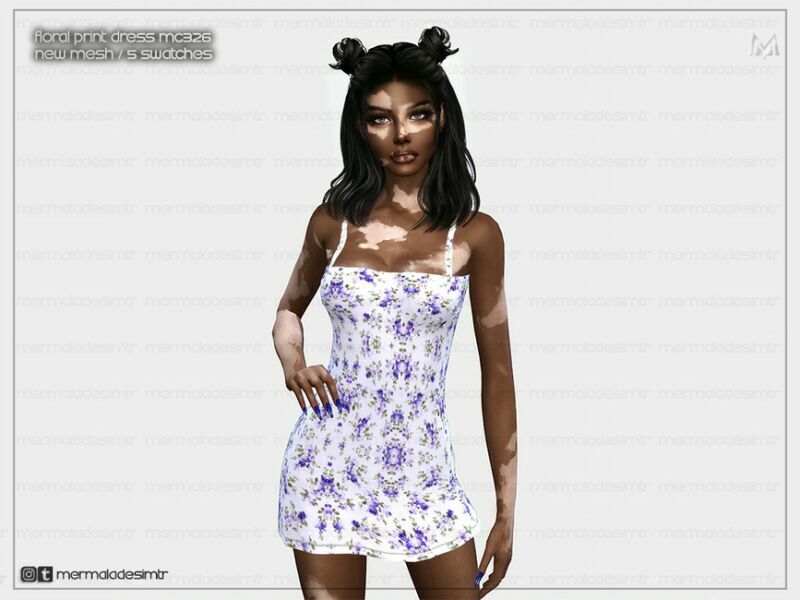 Floral Print Dress MC326 By Mermaladesimtr 1 Floral Print Dress MC326 By Mermaladesimtr Sims 4 CC