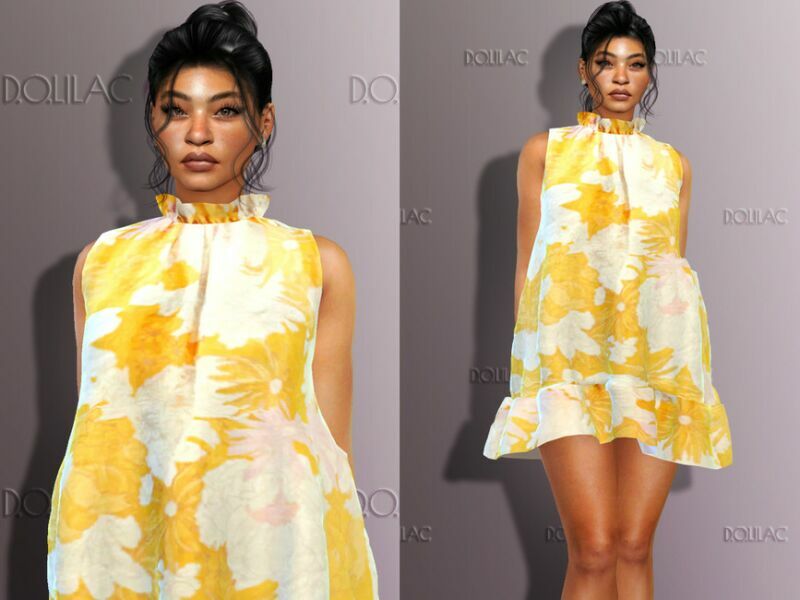 Floral Ruffled Dress DO302 3 sims 4 cc floral ruffled dress do302 2