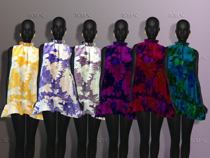 Floral Ruffled Dress DO302 2 sims 4 cc floral ruffled dress do302 3