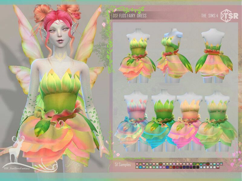 Flos Fairy Dress By Dansimsfantasy 1 Flos Fairy Dress By Dansimsfantasy Sims 4 CC