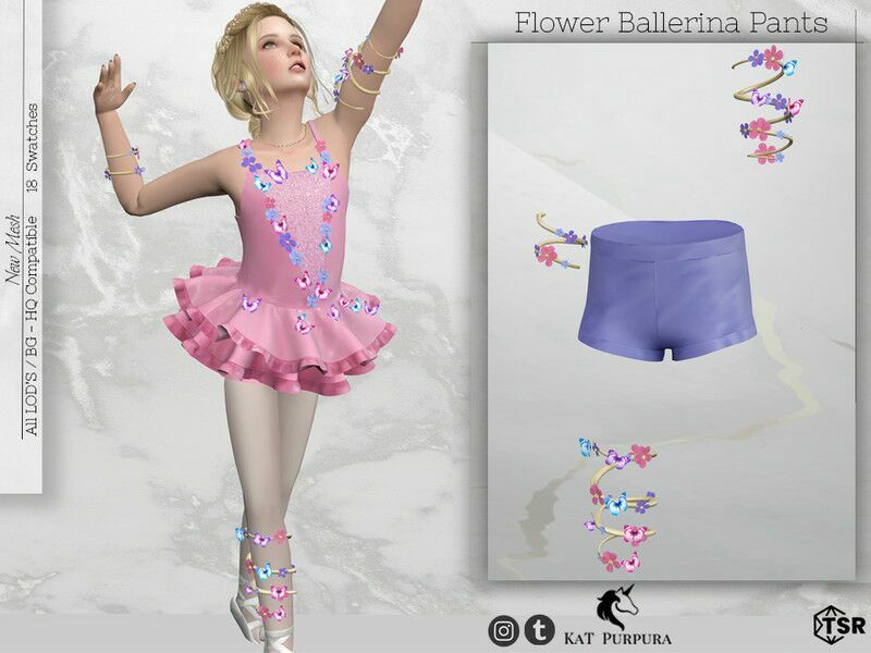 Flower Ballerina Pants By Katpurpura 1 Flower Ballerina Pants By Katpurpura Sims 4 CC