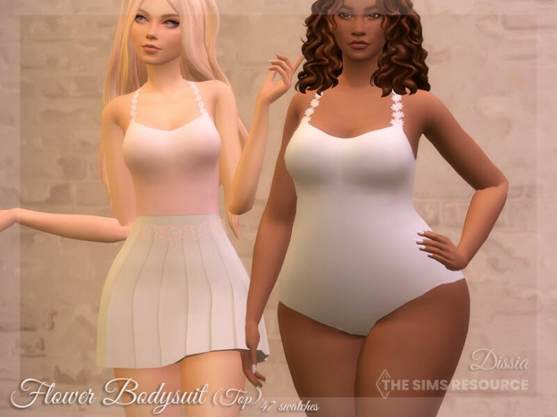 Flower Bodysuit (TOP) By Dissia 1 Flower Bodysuit (TOP) By Dissia Sims 4 CC