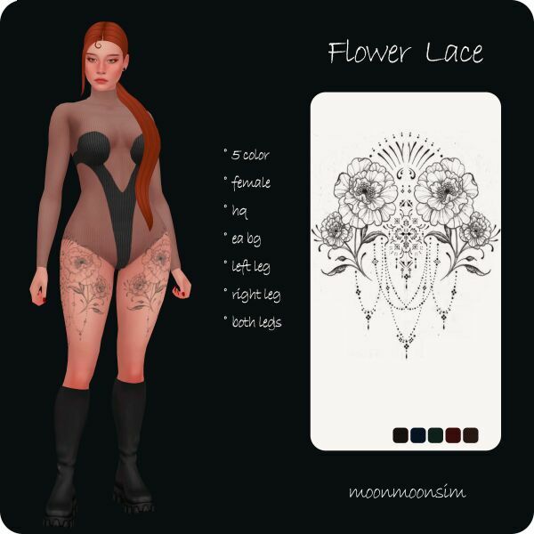 Flower Lace Tattoo By Moonmoonsim 1 Flower Lace Tattoo By Moonmoonsim Sims 4 CC