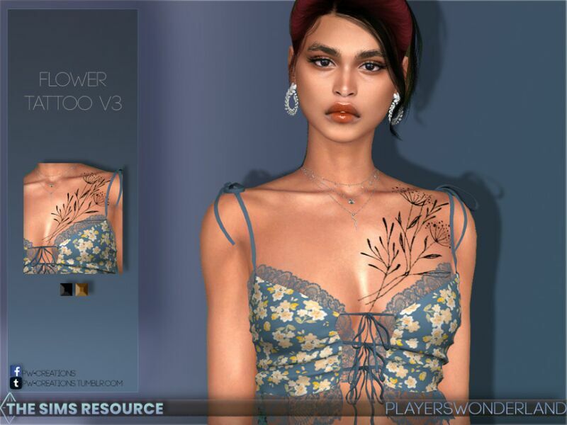 Flower Tattoo 03 By Playerswonderland 1 Flower Tattoo 03 By Playerswonderland Sims 4 CC