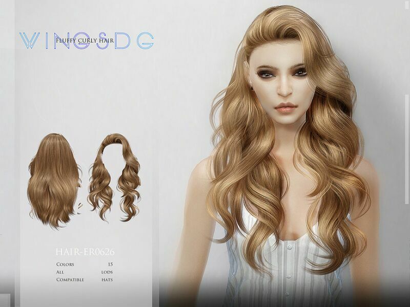 Fluffy Curly Hair – ER0626 By Wingssims 1 Fluffy Curly Hair – ER0626 By Wingssims Sims 4 CC