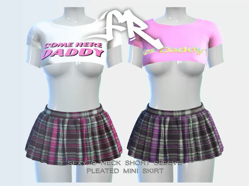 Fr_Sexy O-Neck Short Sleeve SET By Freys4 1 Fr_Sexy O-Neck Short Sleeve SET By Freys4 Sims 4 CC
