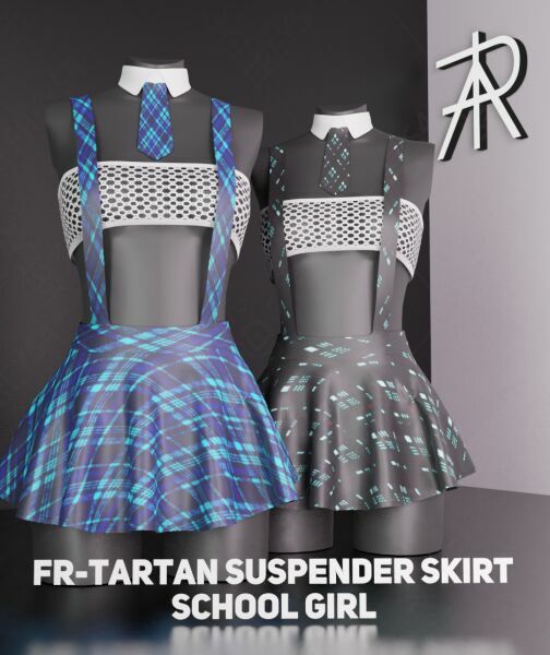 Fr_Tartan Suspender Skirt School Girl By Freys4 1 Fr_Tartan Suspender Skirt School Girl By Freys4 Sims 4 CC