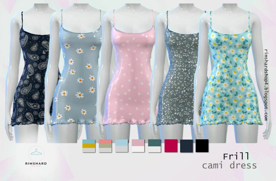 Frill Cami Dress By Rimshard 1 Frill Cami Dress By Rimshard Sims 4 CC