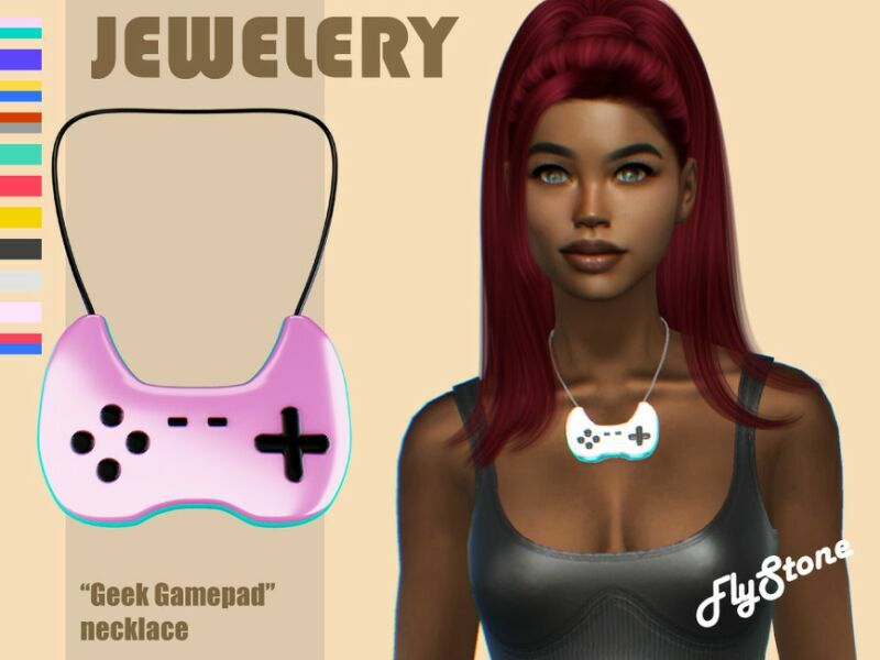 Geek “Gamepad” Necklace By Flystone 1 Geek “Gamepad” Necklace By Flystone Sims 4 CC